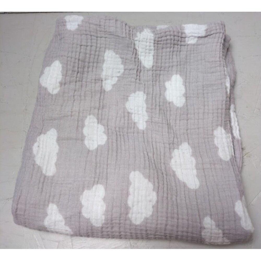 Cloud Island Gray White Clouds Baby Receiving Blanket Cotton 44x48